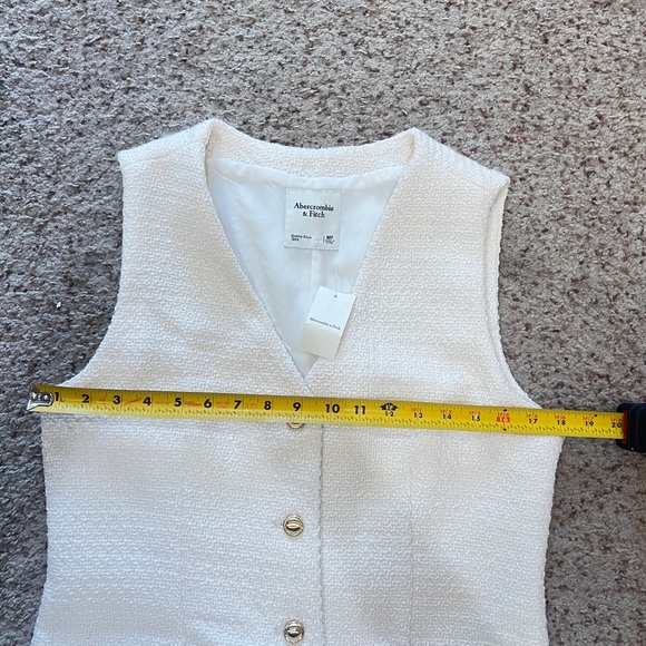 Abercrombie & Fitch The Mara Tweed Vest Mini Dress Ivory Size Medium  Old Money - Picture 3 of 9